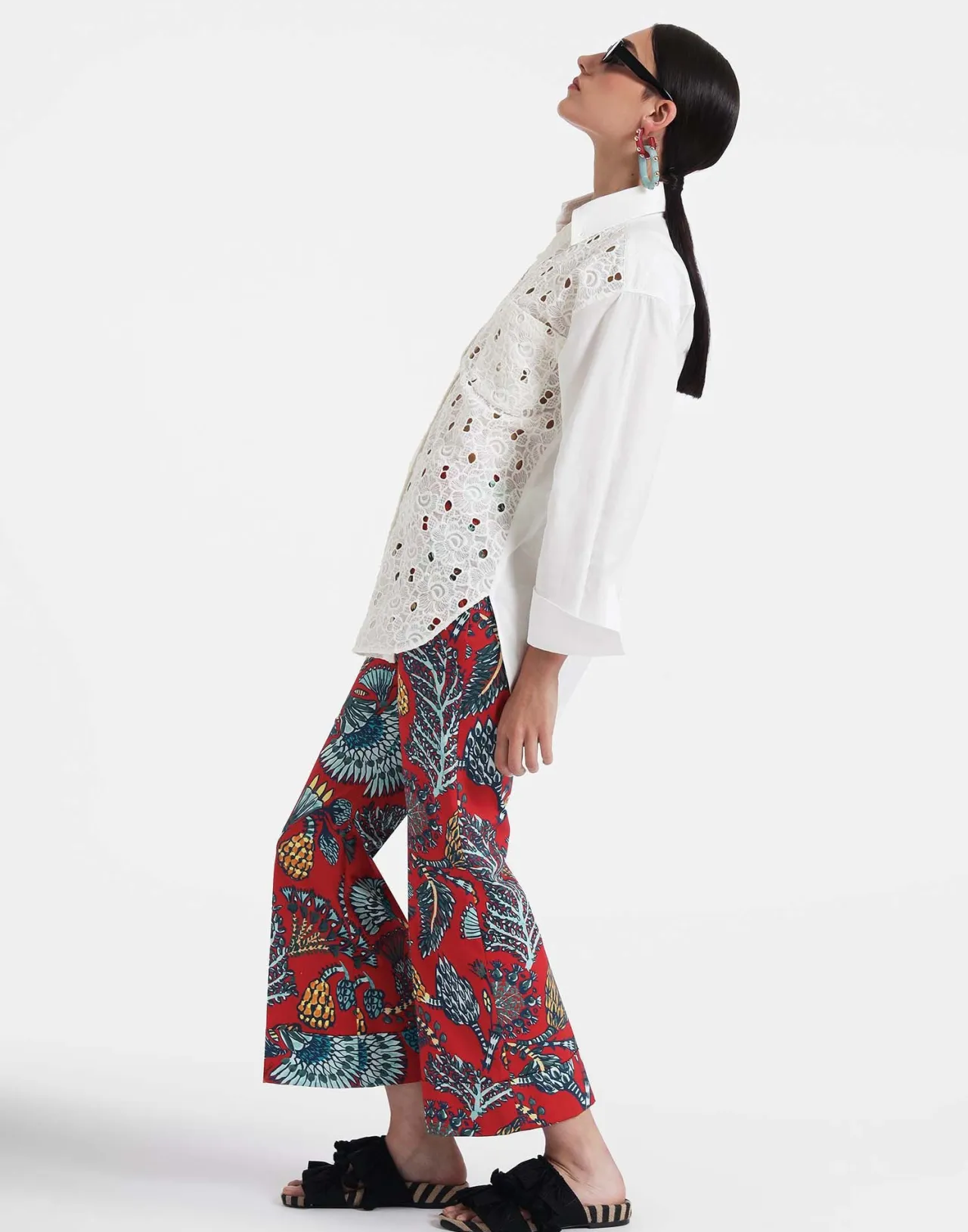 Pantaloni Comodi Hendrix di La DoubleJ - Tinta Rosso Sicomoro in Cotone Elasticizzato Pesante dal Tocco Elegante