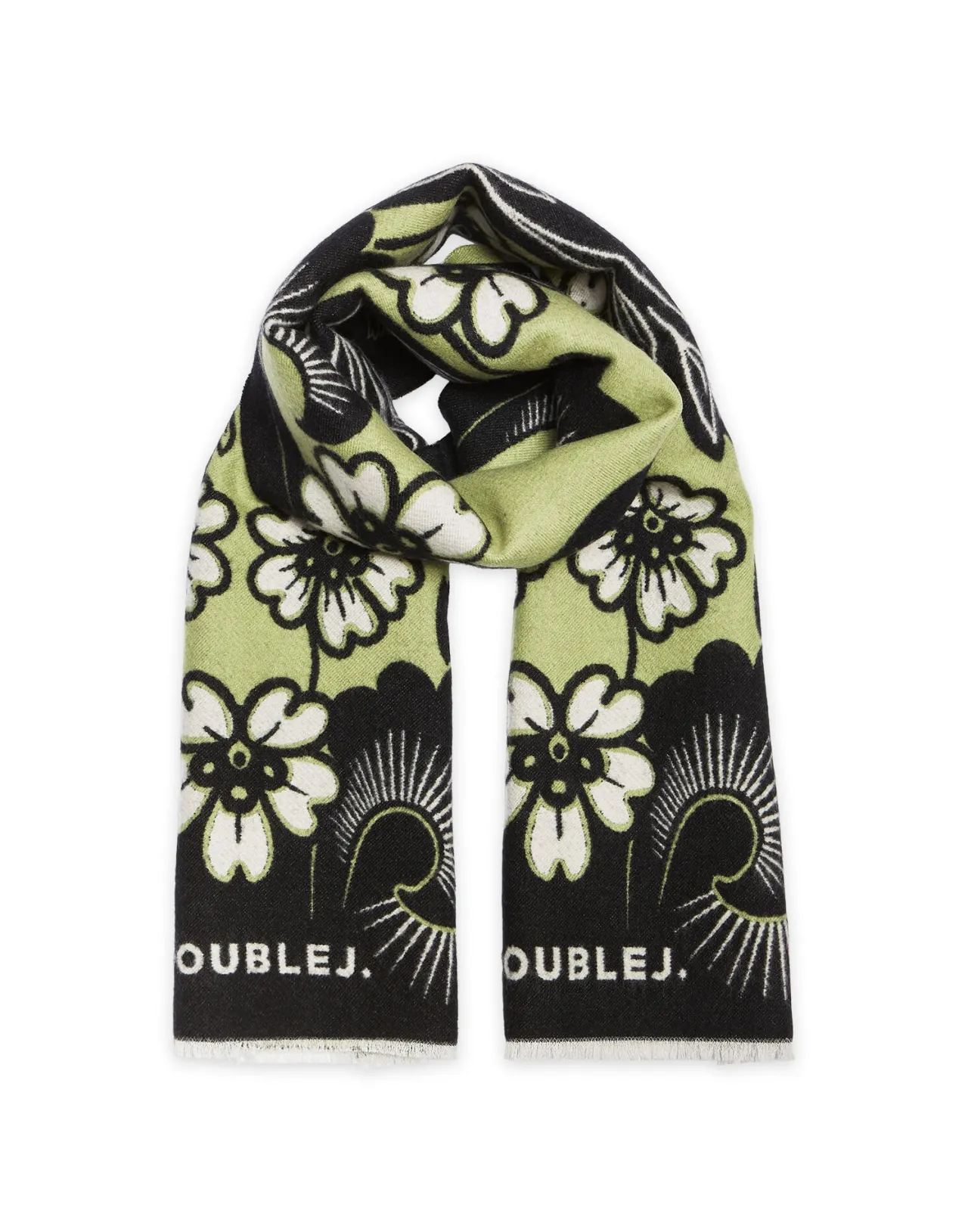 Lussuosa Sciarpa Herald La DoubleJ in Lana Seta - Nero Mayfair Elegante con Design Iconico