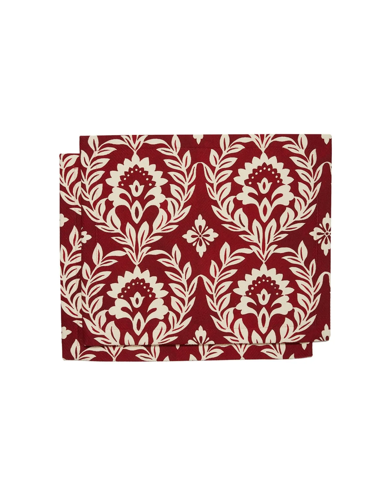 La DoubleJ - Set di 2 Sottopiatti in Cotone Bordeaux con Motivo Chevron, Collezione Garland