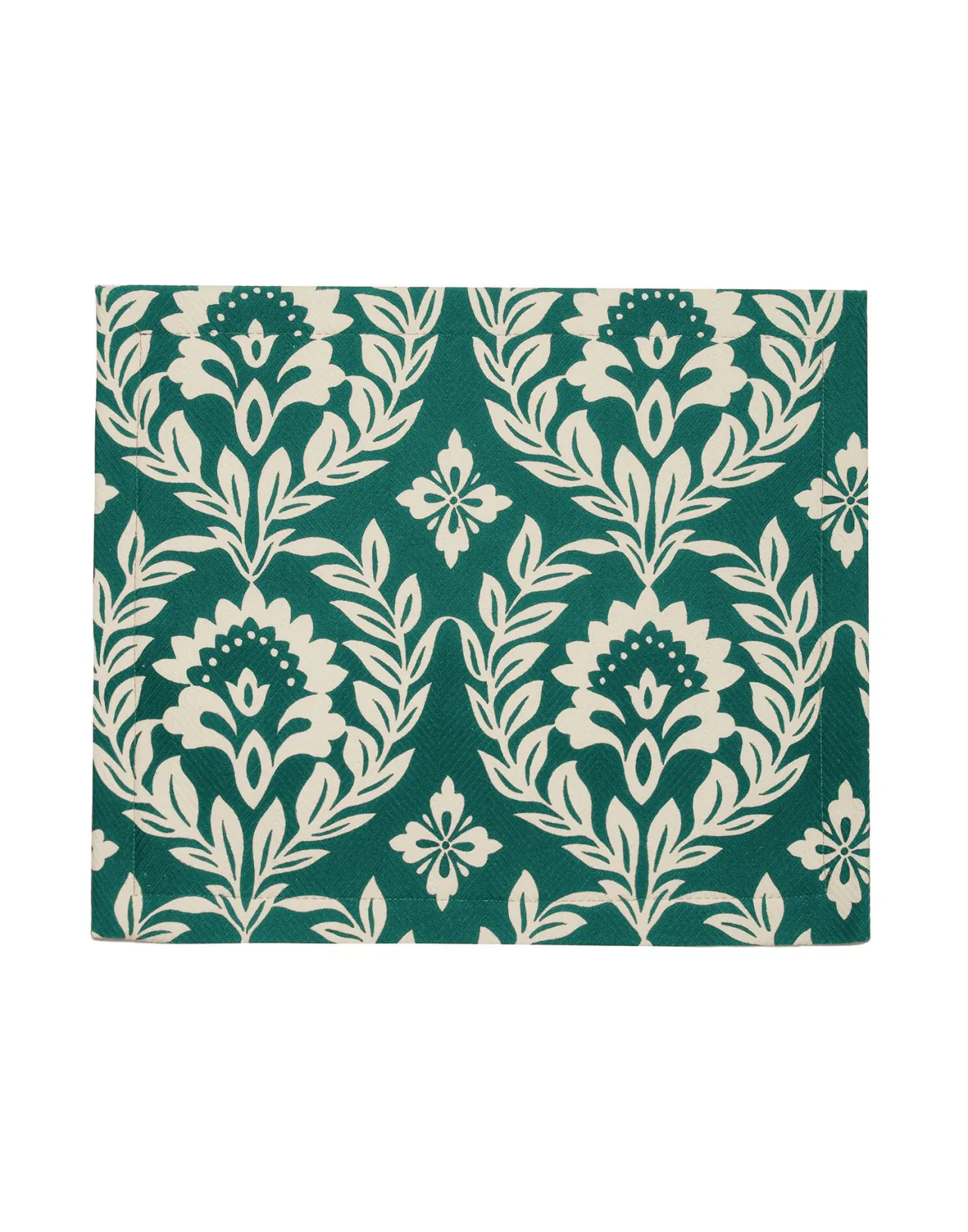 Set di 2 Sottopiatti La DoubleJ - Motivo Chevron in Cotone Verde Ghirlanda con Finitura Spina di Pesce