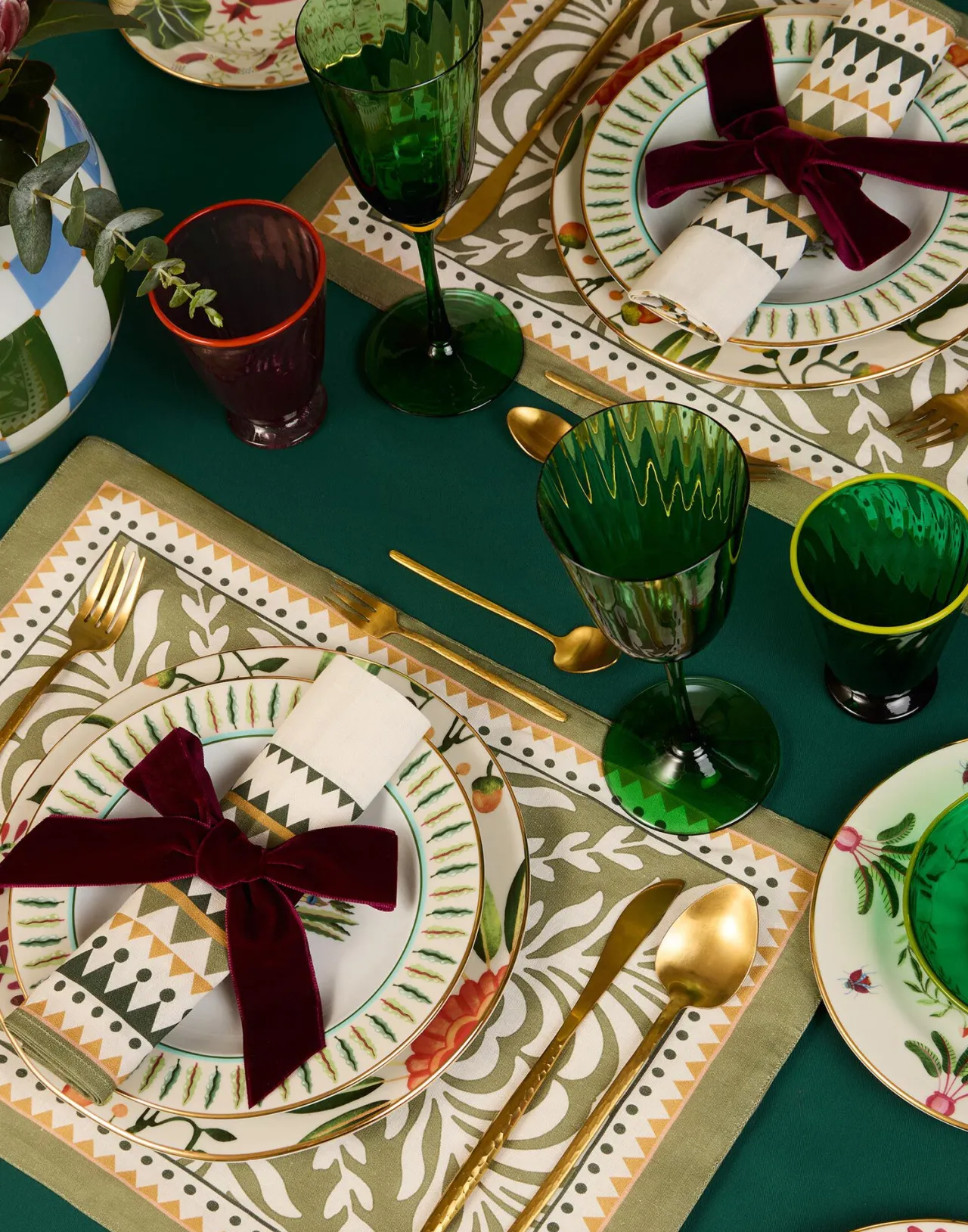 Tovagliette La DoubleJ in Cotone Spina di Pesce – Set da 2 Verde Chiaro Tudor con Motivo Chevron, Edizione Speciale a Tempo Limitato