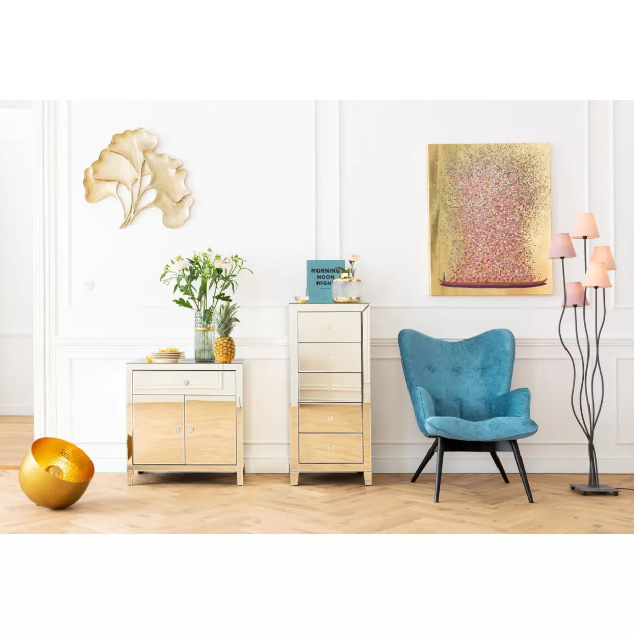 KARE Design Comò e Credenze d'Autore | Credenza Alta Champagne con 5 Ante, Eleganza Contemporanea per Arredi di Prestigio