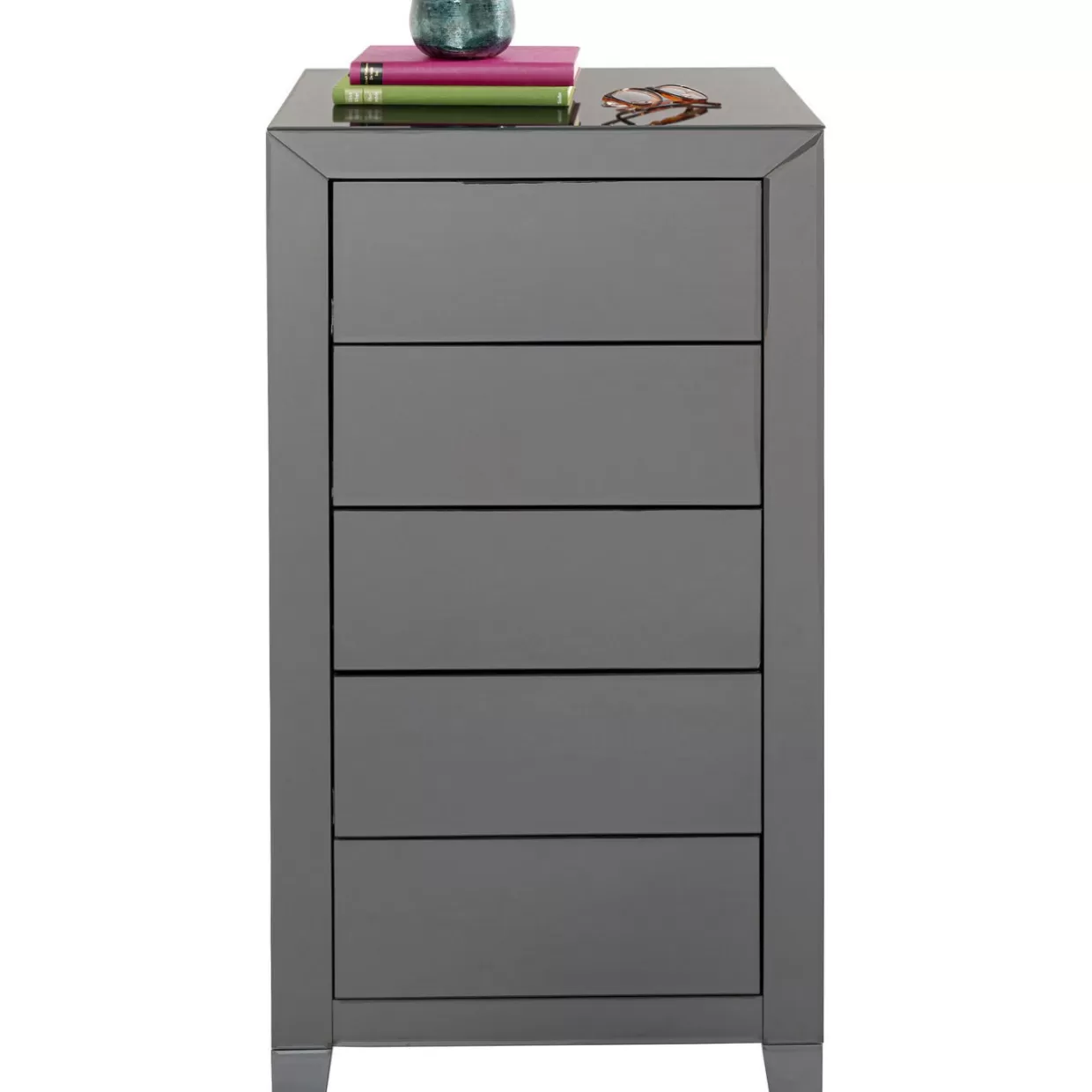 KARE Design - Credenza Alta con 5 Cassetti | Mobile Contenitore Moderno con Sistema di Apertura Soft-Touch, Grigio Antracite 

（：，