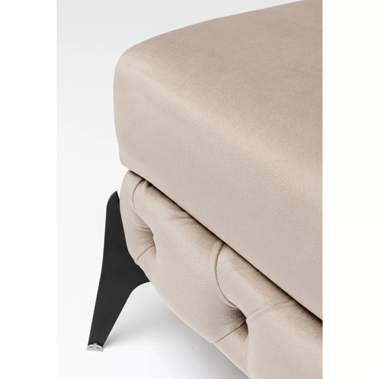 KARE Design - Panca Moderna con Sgabello Accogliente, Rivestimento in Velluto Beige Crema 80 cm - Soluzione Arredo Elegante per Interni