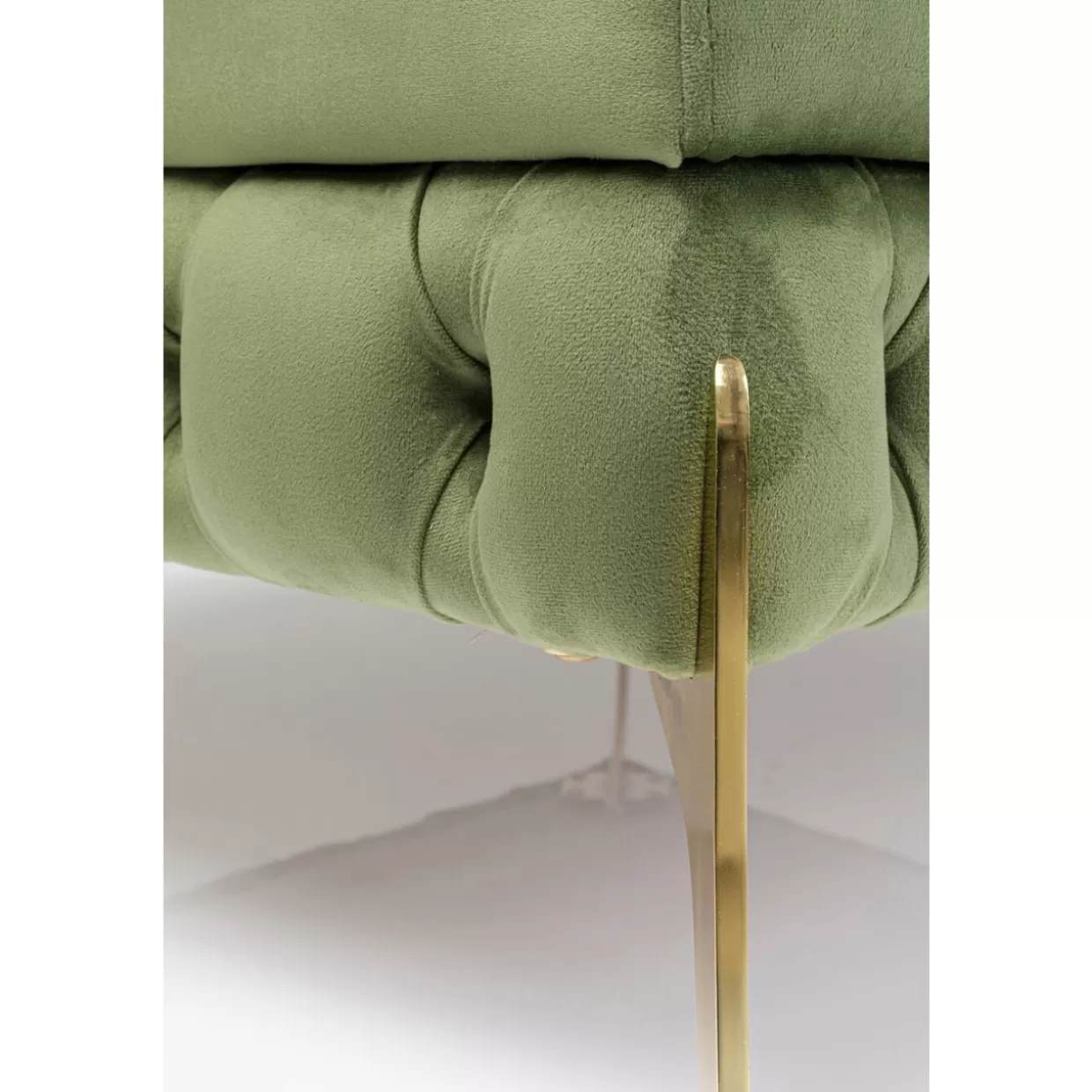 Design KARE - Panche Imbottite con Poggiapiedi Coordinato in Velluto Verde Smeraldo, 80 cm di Larghezza per Arredi Confortevoli con Tocco Elegante