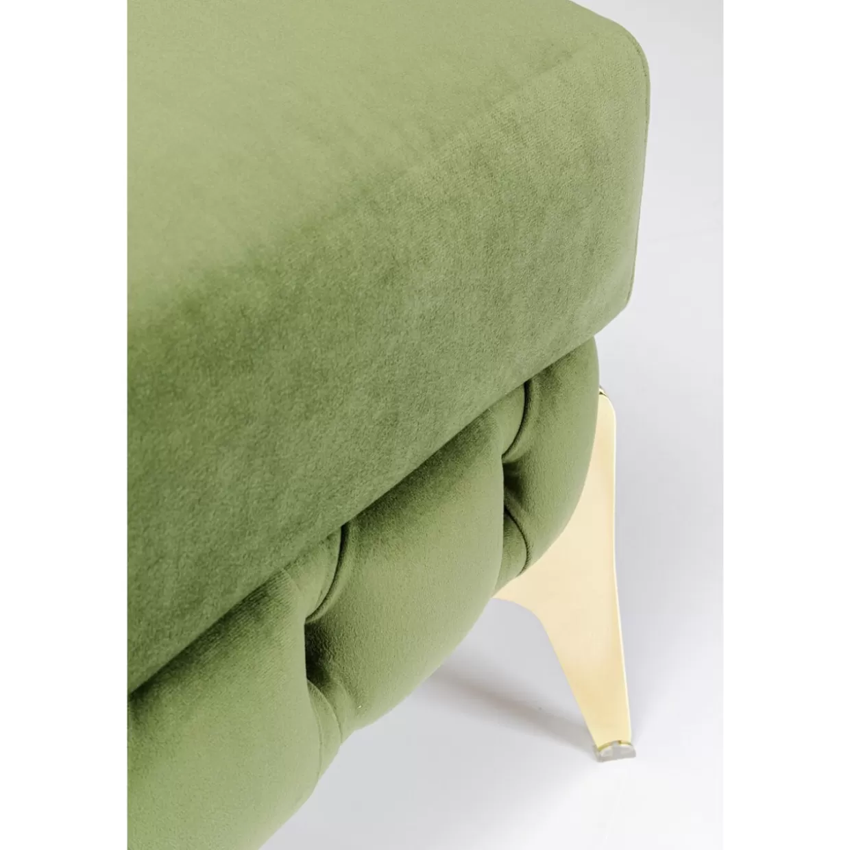 Design KARE - Panche Imbottite con Poggiapiedi Coordinato in Velluto Verde Smeraldo, 80 cm di Larghezza per Arredi Confortevoli con Tocco Elegante