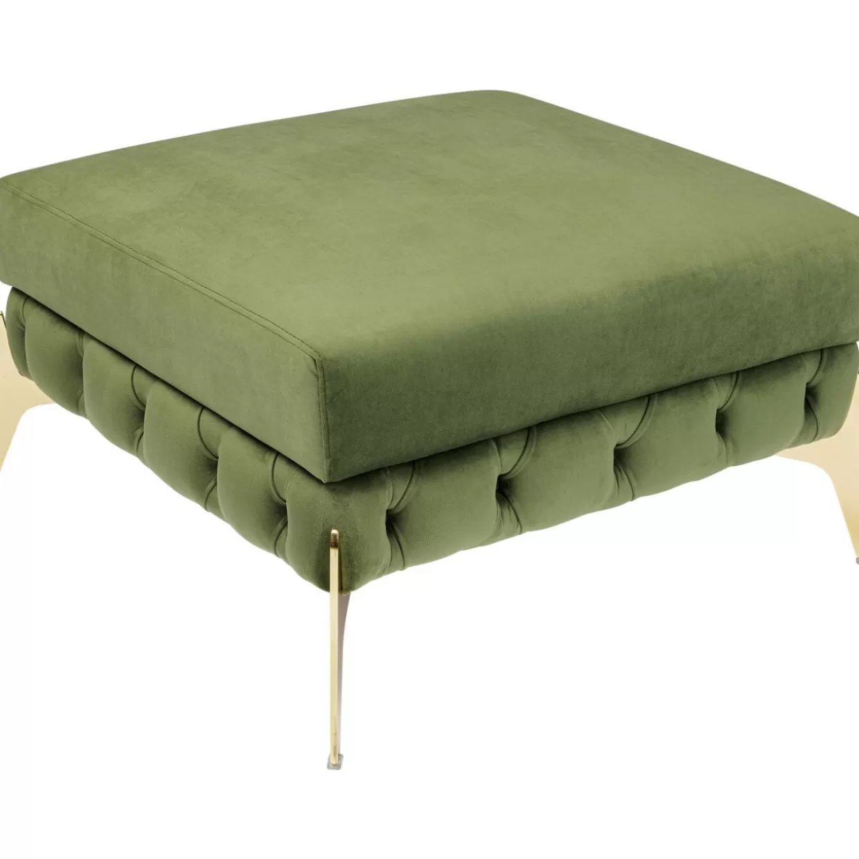 Design KARE - Panche Imbottite con Poggiapiedi Coordinato in Velluto Verde Smeraldo, 80 cm di Larghezza per Arredi Confortevoli con Tocco Elegante