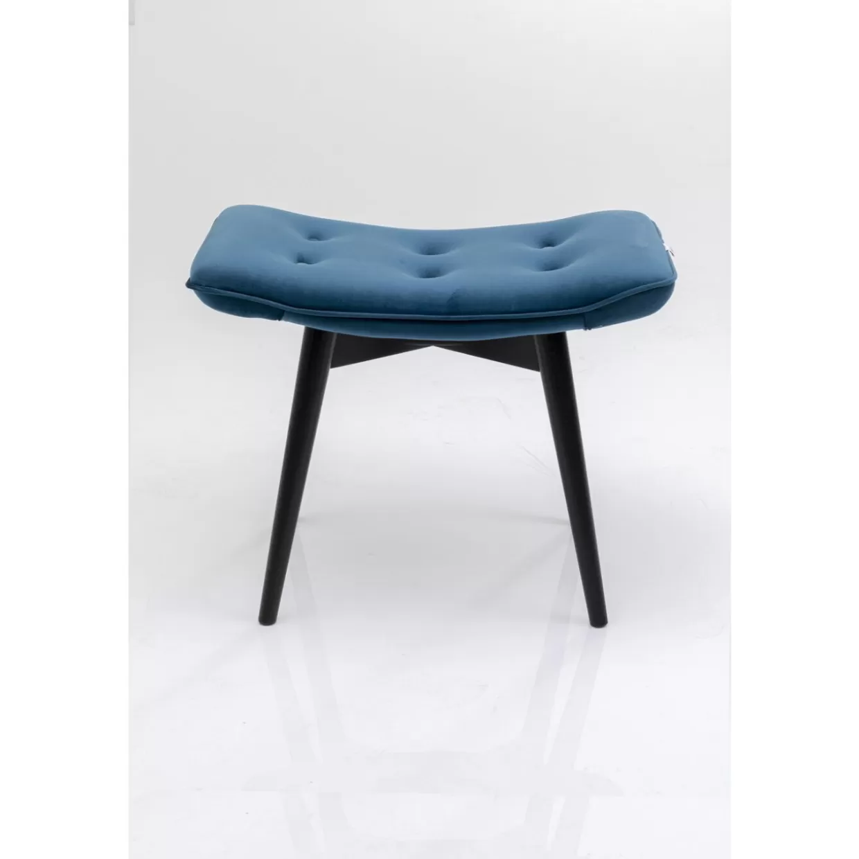 KARE Design Pouf o Panchetta Moderna in Velluto Vicky - Nero e Verde Petrolio Intenso, Misure 46x59 cm