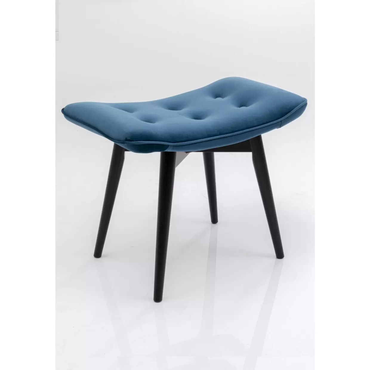 KARE Design Pouf o Panchetta Moderna in Velluto Vicky - Nero e Verde Petrolio Intenso, Misure 46x59 cm