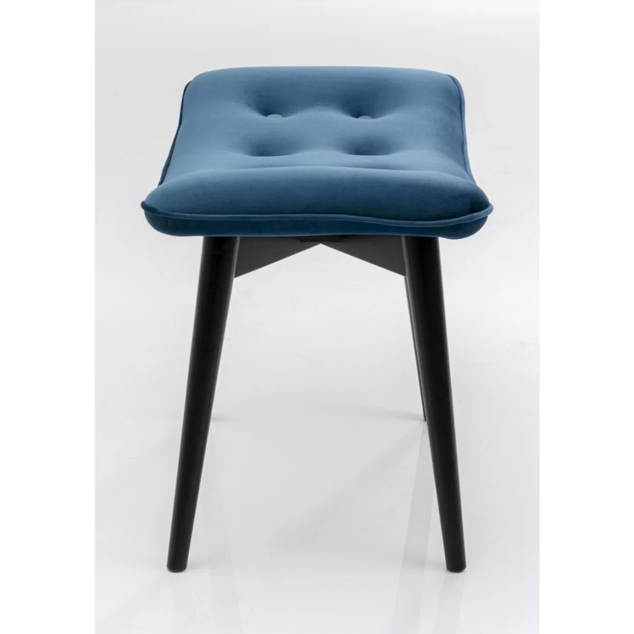 KARE Design Pouf o Panchetta Moderna in Velluto Vicky - Nero e Verde Petrolio Intenso, Misure 46x59 cm