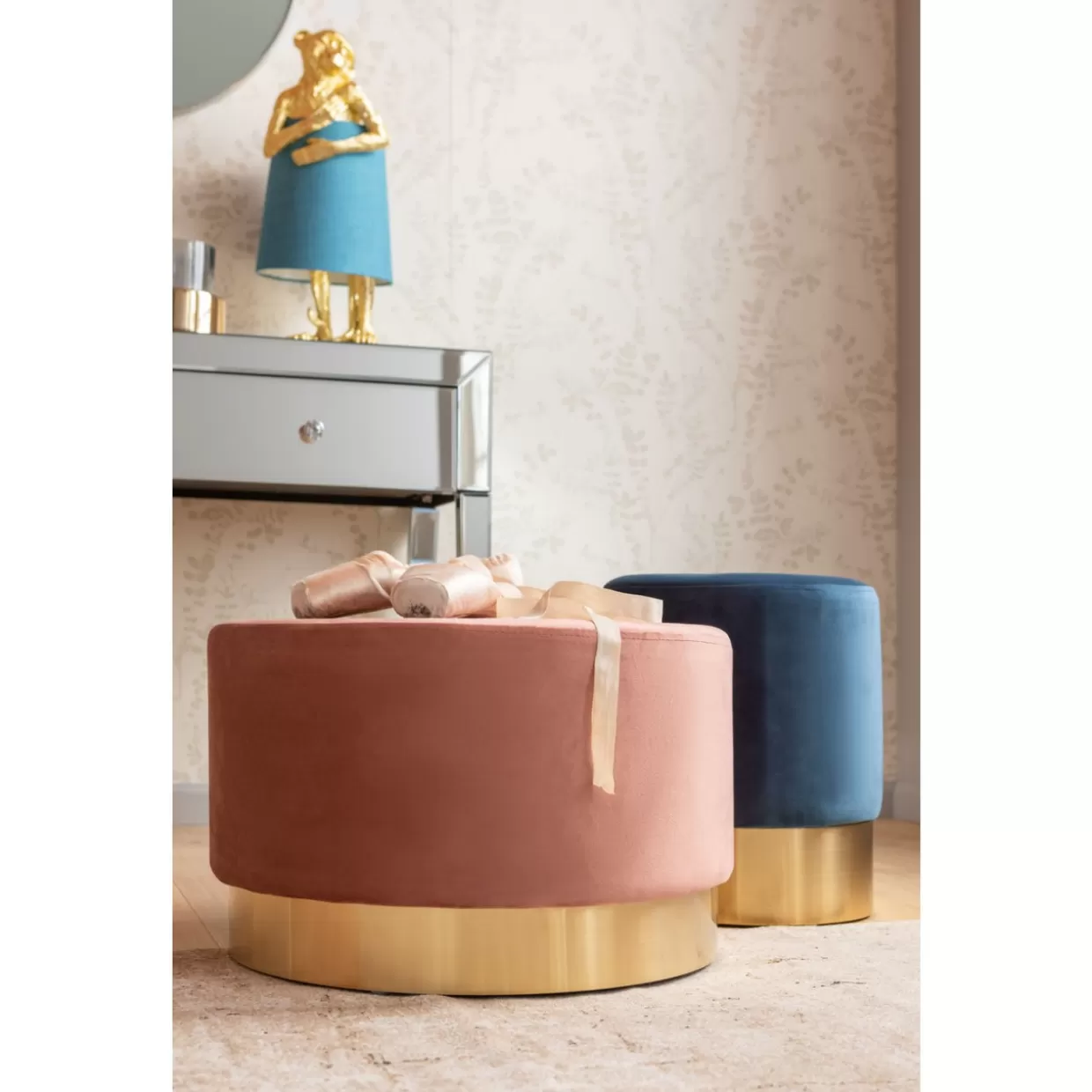 KARE Design Originale - Panche e Sgabelli Eleganti in Ottone Rosato Ciliegia, Diametro 55cm per Interni