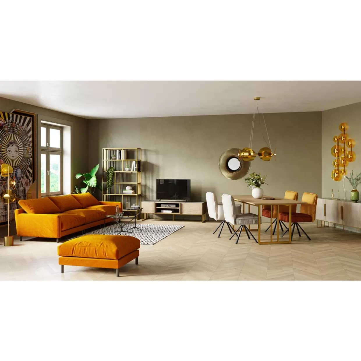 Panche e Sgabelli Design KARE - Collezione Ambra Discovery con Rivestimento Tonalità Calde