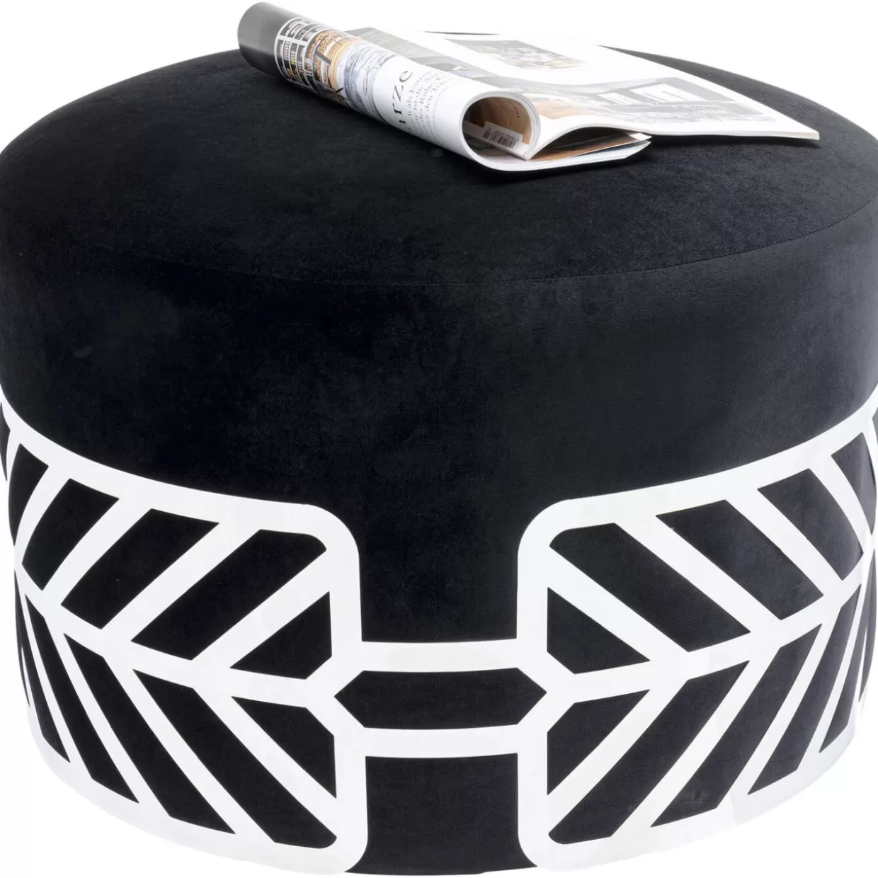 Panche imbottite Jenna con poggiapiedi integrati - Design moderno in tessuto nero O61Cm by KARE 

(：++，
