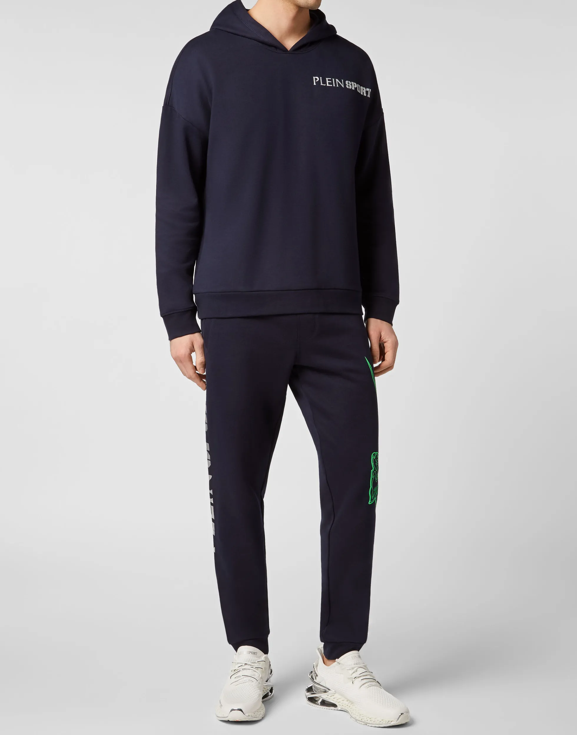 Plein Sport Felpa con Zip Uomo - Cappuccio Oversize, Tasche Laterali e Design Sportivo per Autunno/Inverno