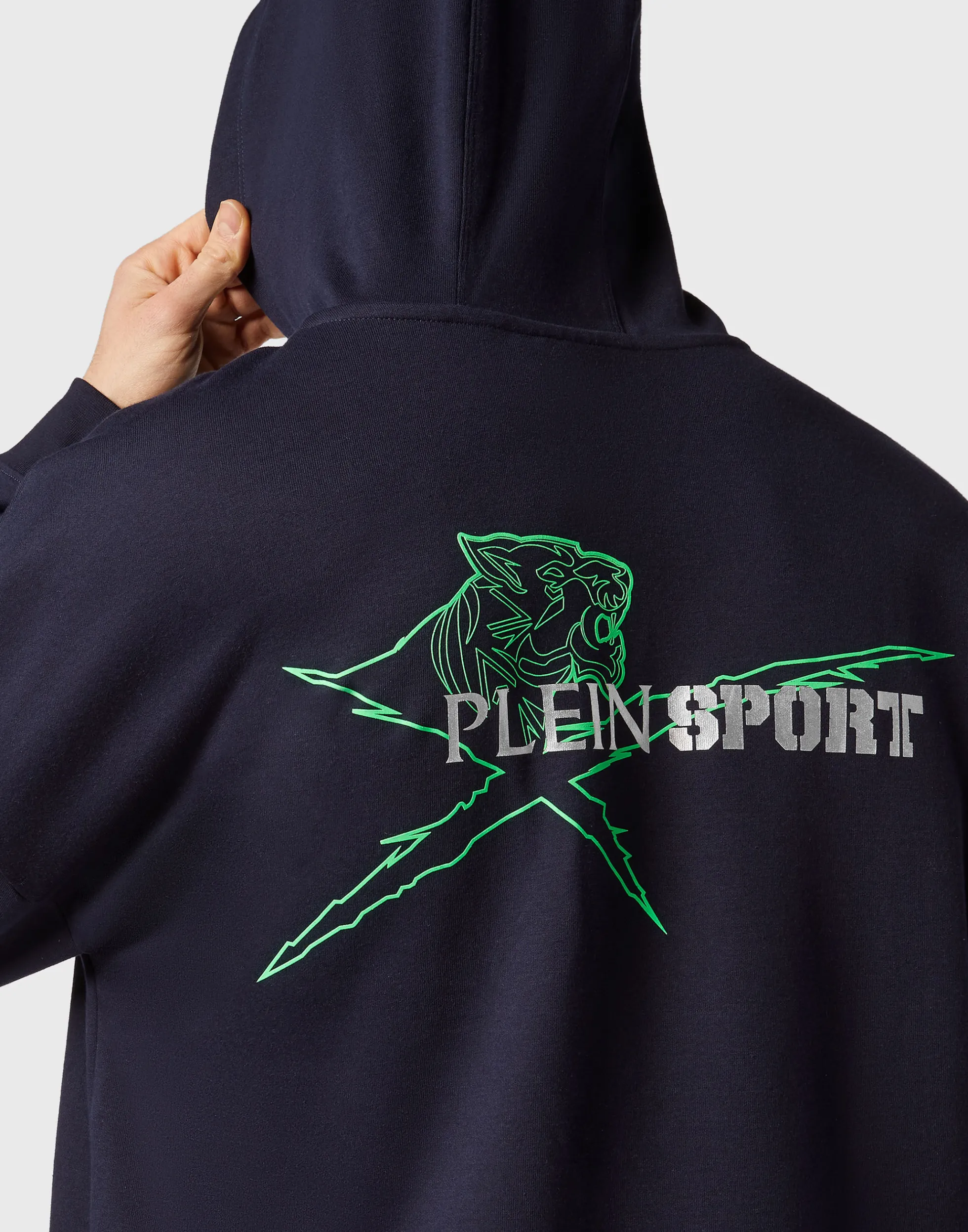 Plein Sport Felpa con Zip Uomo - Cappuccio Oversize, Tasche Laterali e Design Sportivo per Autunno/Inverno