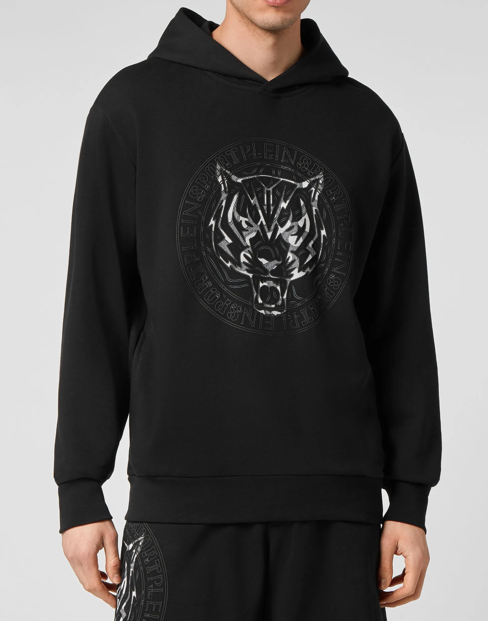 Felpa con Cappuccio Sportiva Uomo - Stampa Tigre Moderna | Collezione Plein Sport Essenziale