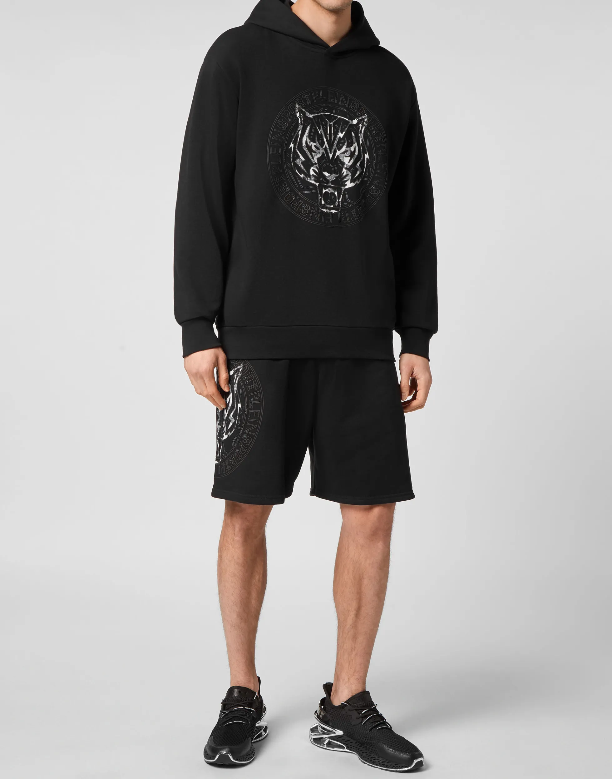 Felpa con Cappuccio Sportiva Uomo - Stampa Tigre Moderna | Collezione Plein Sport Essenziale