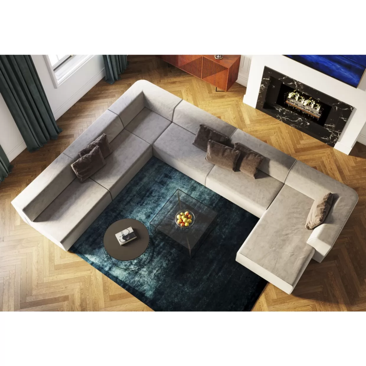 Divano Moderno Infinity 2 Posti Grigio - Design Avvolgente con 120 Elementi Modulari