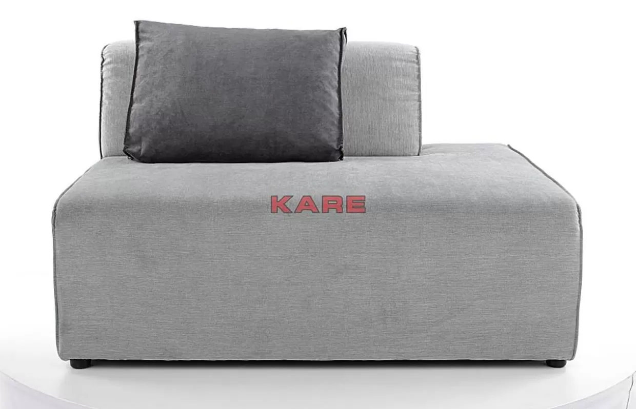 KARE Design - Divano Modulare Infinito con Pouf Integrato in Tessuto Grigio Grafite, Configurazione Destra per Soggiorno Moderno