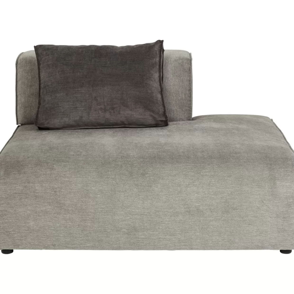 KARE Design - Divano Modulare Infinito con Pouf Integrato in Tessuto Grigio Grafite, Configurazione Destra per Soggiorno Moderno