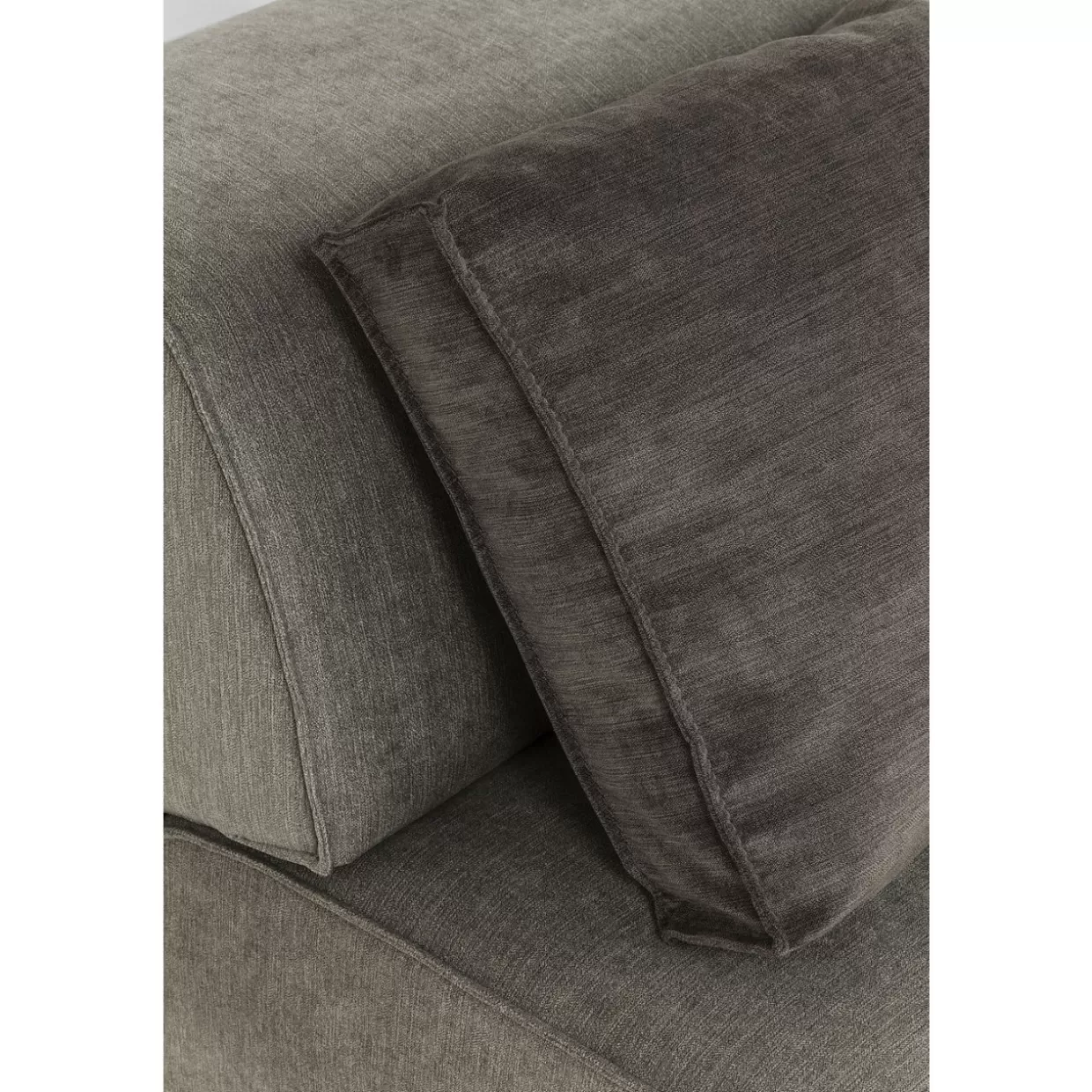 KARE Design - Divano Modulare Infinito con Pouf Integrato in Tessuto Grigio Grafite, Configurazione Destra per Soggiorno Moderno