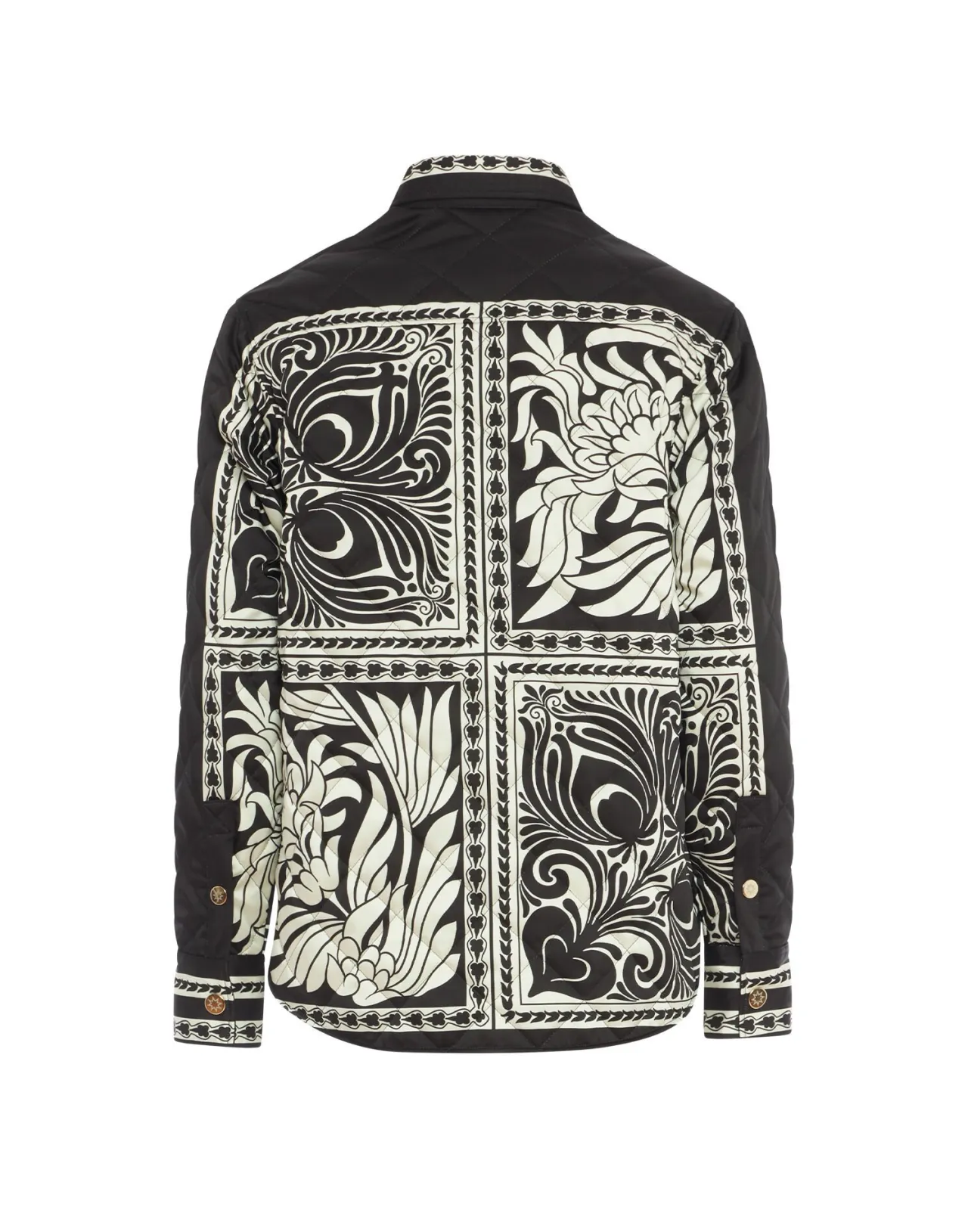 Giacca Camicia Iris La DoubleJ - Tessuto Twill Nero con Motivo Piastrelle Stilizzato