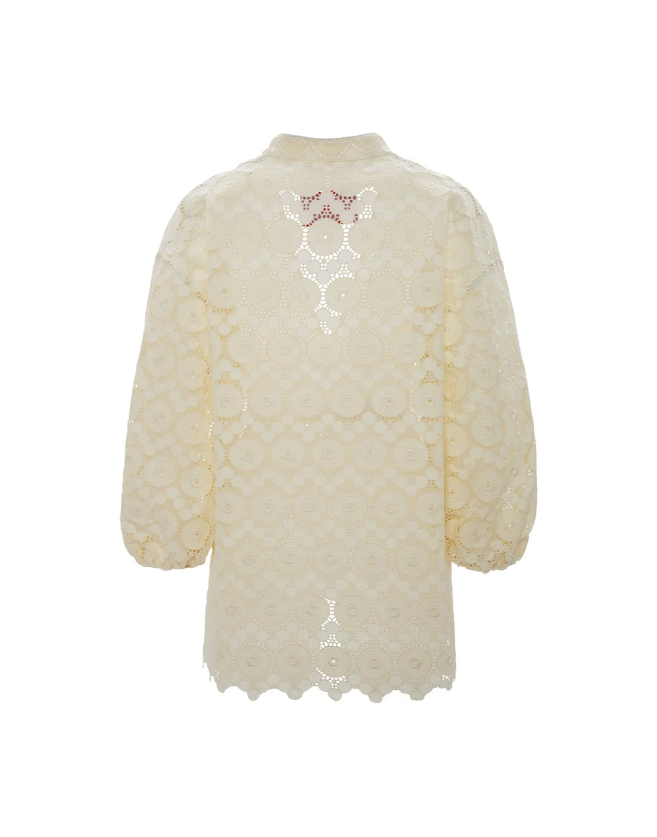 Camicia Jackie La DoubleJ con Occhio Turco - Ricamo in Macramè Avorio, Prezzo Conveniente