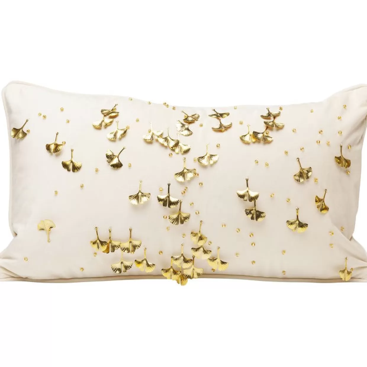 Cuscino Decorativo KARE Design in Tinta Beige con Motivo Foglia di Ginkgo - 28x50 cm, Ideale per Arredamento Moderno