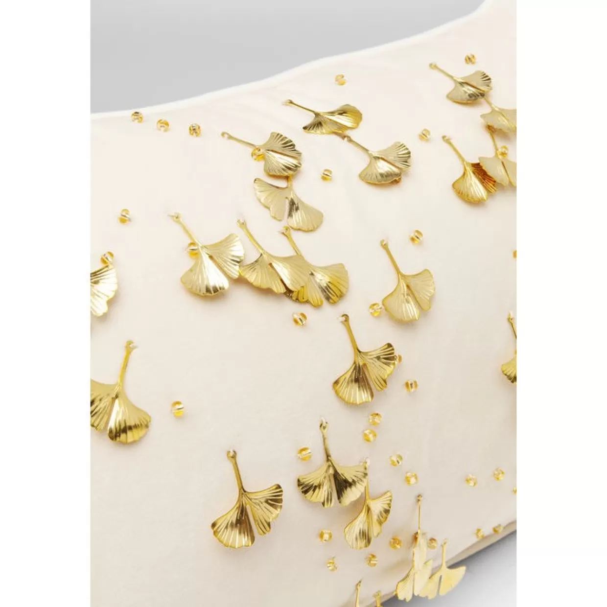 Cuscino Decorativo KARE Design in Tinta Beige con Motivo Foglia di Ginkgo - 28x50 cm, Ideale per Arredamento Moderno