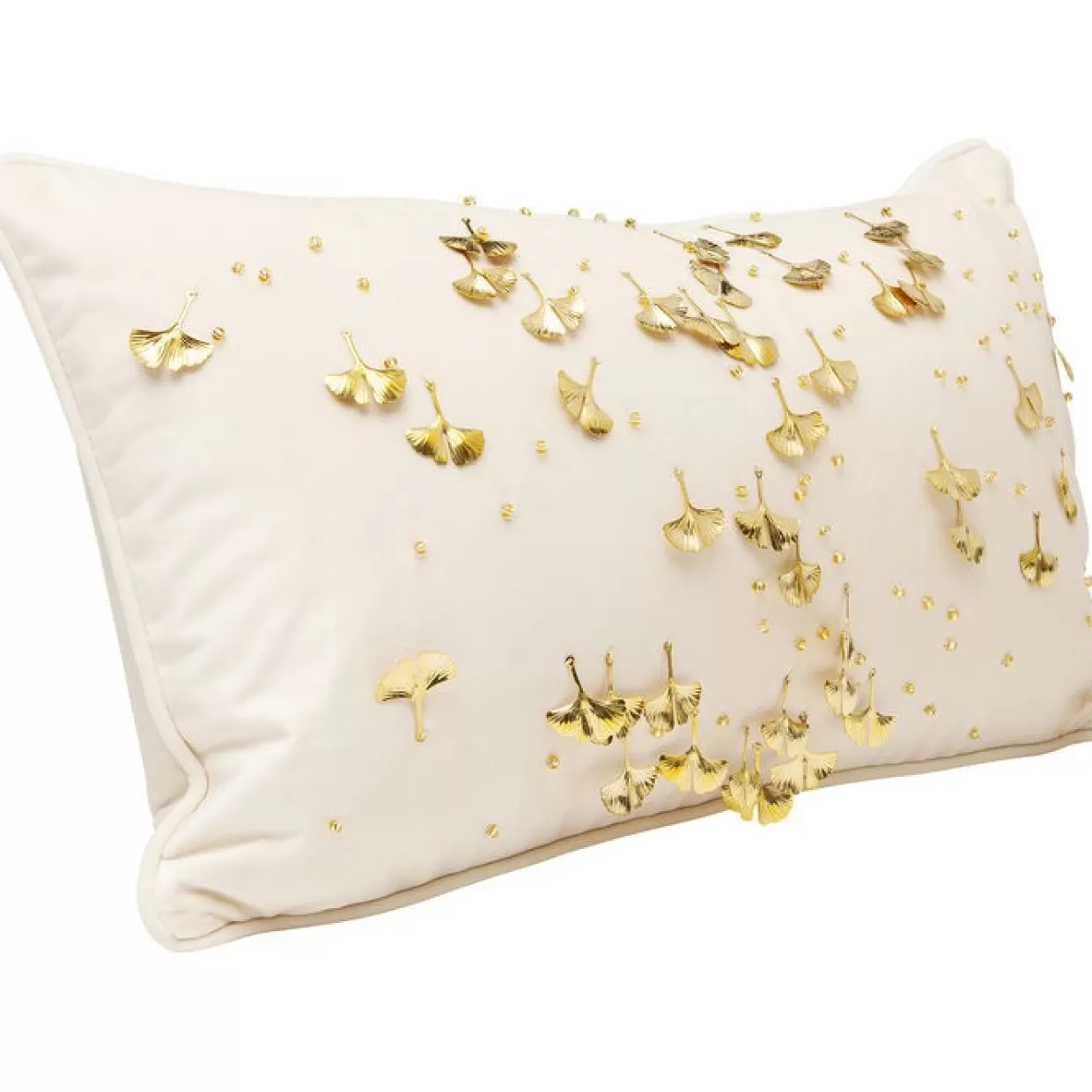 Cuscino Decorativo KARE Design in Tinta Beige con Motivo Foglia di Ginkgo - 28x50 cm, Ideale per Arredamento Moderno