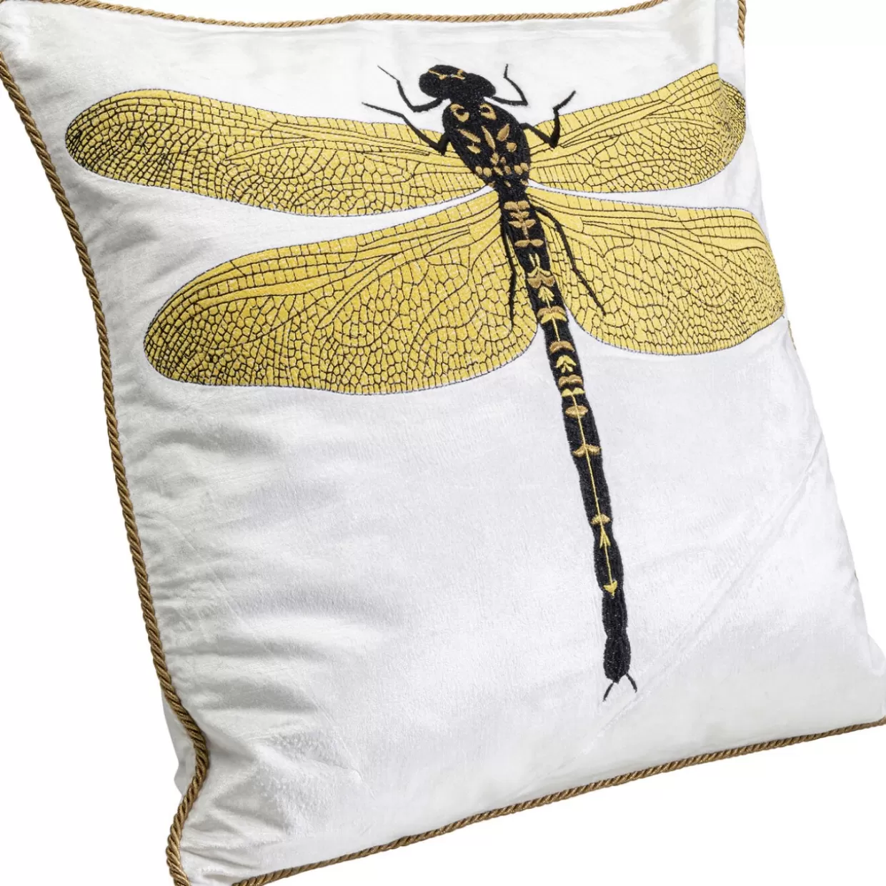 Cuscino Decorativo KARE con Libellula Brillantini - Design Elegante in Tinta Chiaro, 40x40 cm