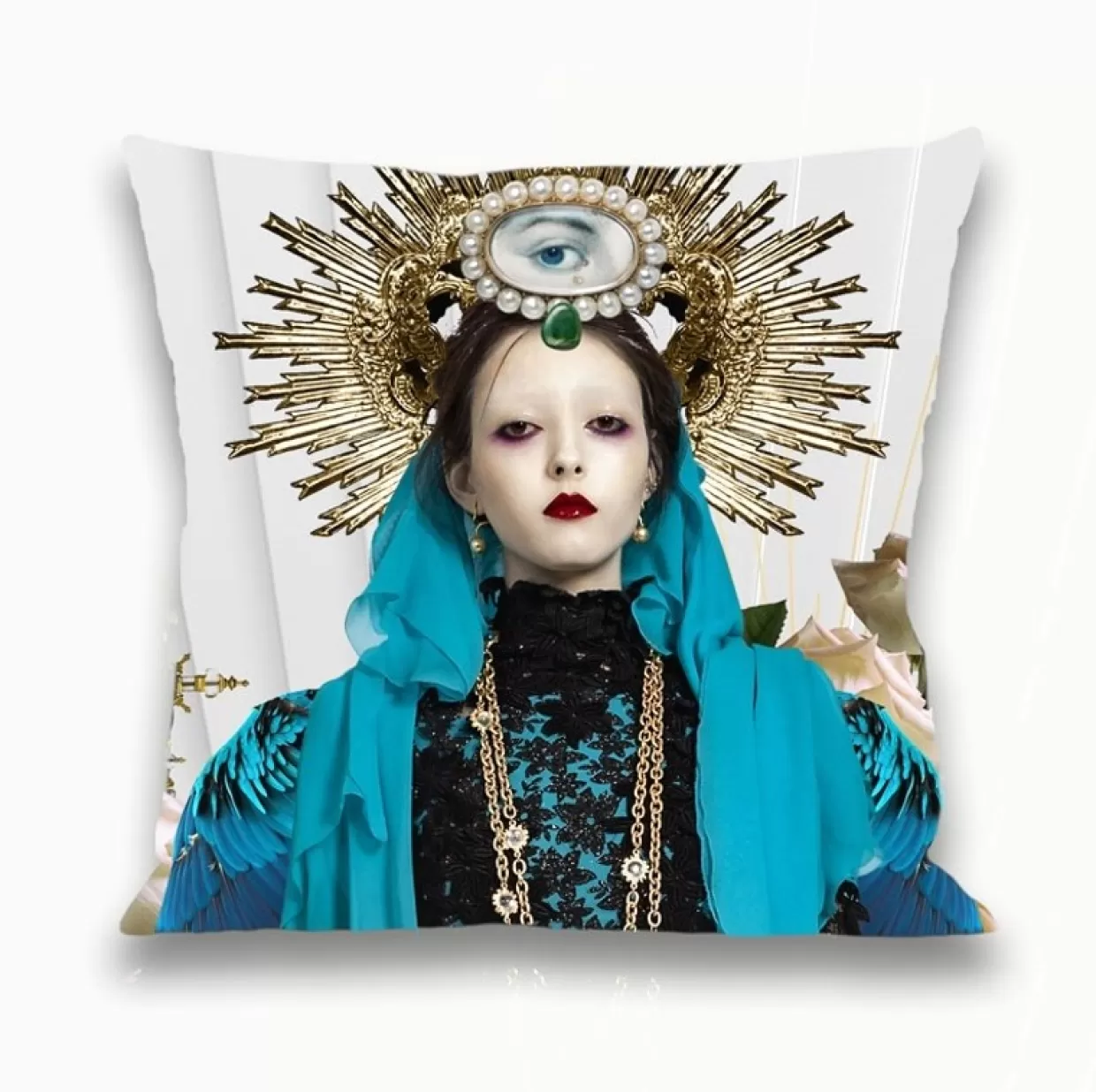 KARE Design - Elegante Federa Cuscino 40x40 cm Madonna Opalia, Stile Moderno per Arredamento