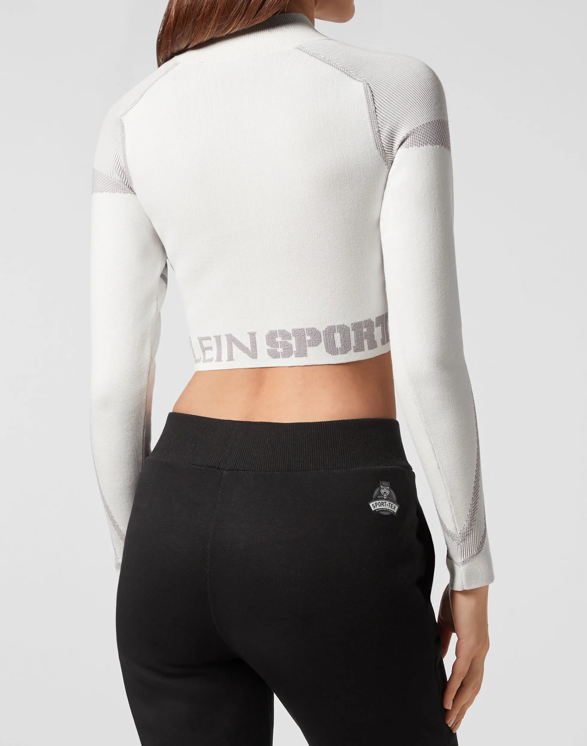 Maglia Jacquard Sportivo Donna - Top Crop Manica Lunga con Design Femminile e Stile Casual Elegante