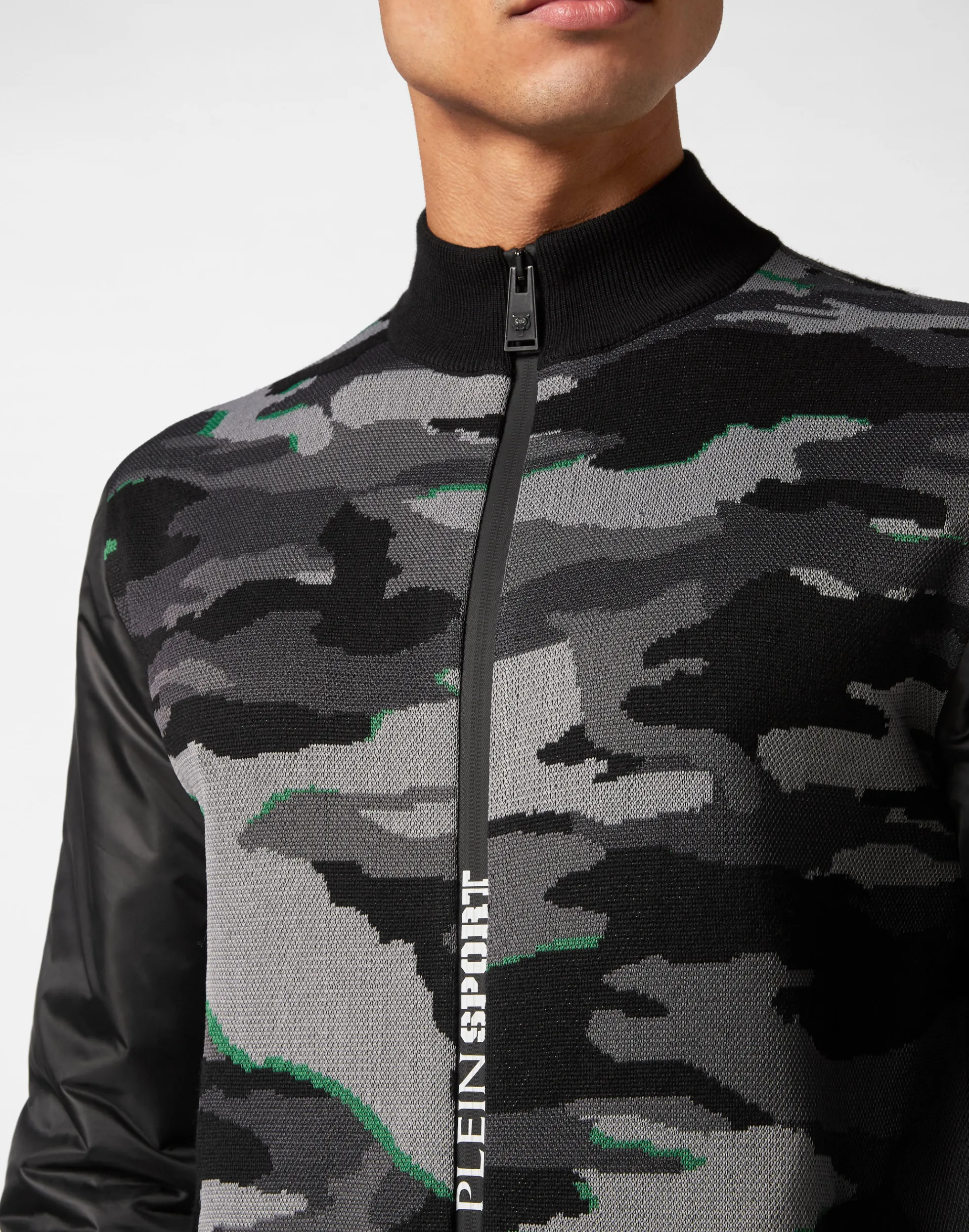 Plein Sport Giubbotto Uomo - Maglione Imbottito Fluorescente Edizione Speciale Amazon con Stampa Mimetico