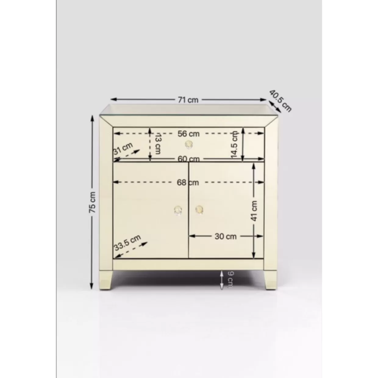 KARE Design - Comò Moderno con Finitura Champagne | Credenza Elegante a Doppia Antina con Cassetto Integrato, Design Esclusivo per Arredamenti di Lusso