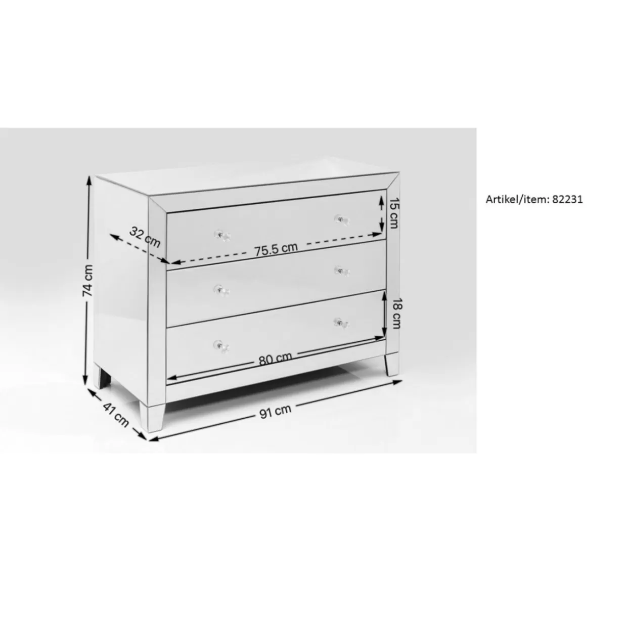 KARE Design Comò Moderno con 3 Cassetti | Credenza Elegante Bianco Lucido con Meccanismo Push Avanzato