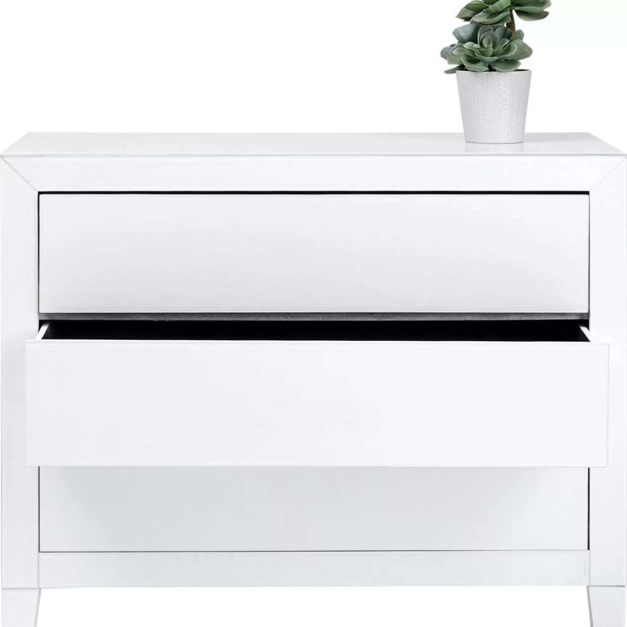 KARE Design Comò Moderno con 3 Cassetti | Credenza Elegante Bianco Lucido con Meccanismo Push Avanzato