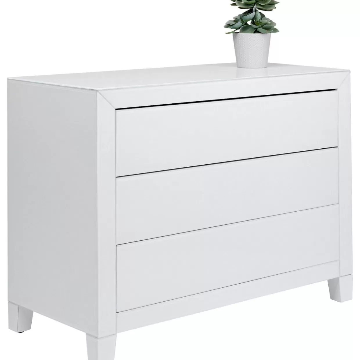 KARE Design Comò Moderno con 3 Cassetti | Credenza Elegante Bianco Lucido con Meccanismo Push Avanzato