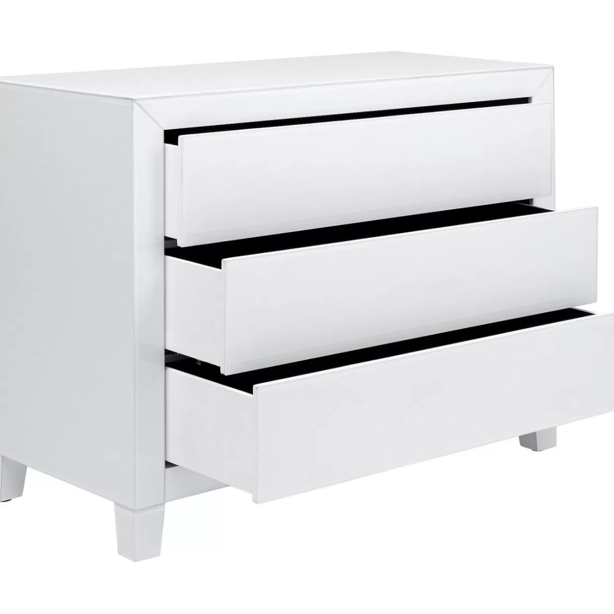 KARE Design Comò Moderno con 3 Cassetti | Credenza Elegante Bianco Lucido con Meccanismo Push Avanzato