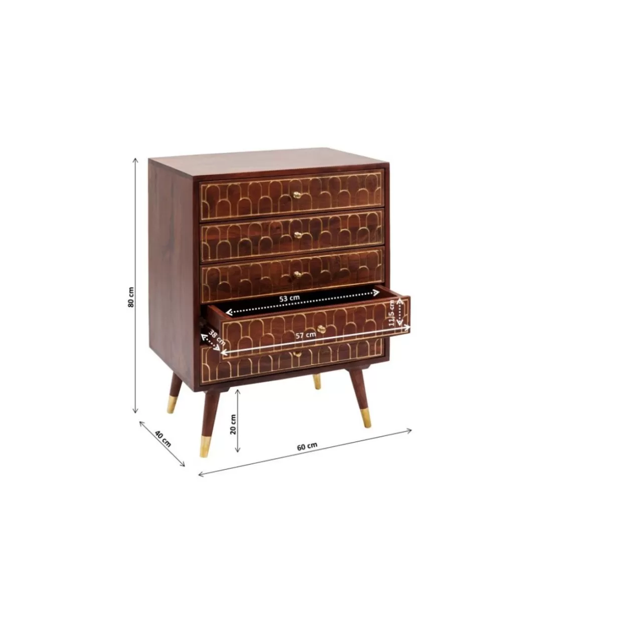 Comò Muskat 5 cassetti in stile contemporaneo - Credenze funzionali KARE Design per organizzazione elegante
