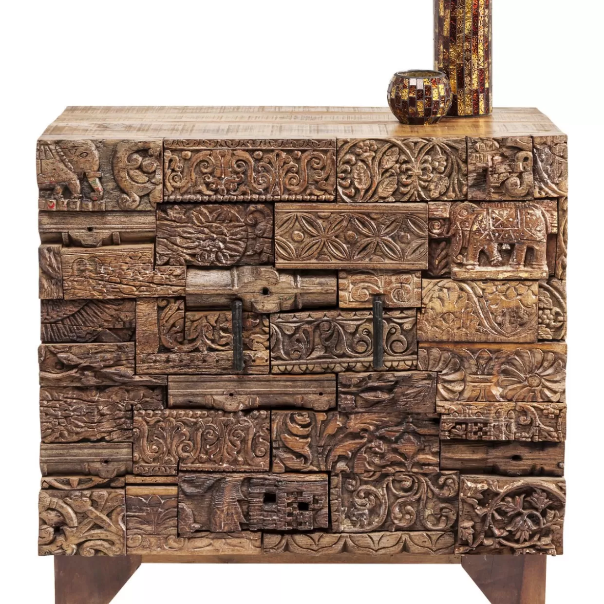 KARE Design - Comò Shanti con Effetto Puzzle Sorpresa e Motivi Naturali | Credenze Creative per Arredamento Zen 

（，