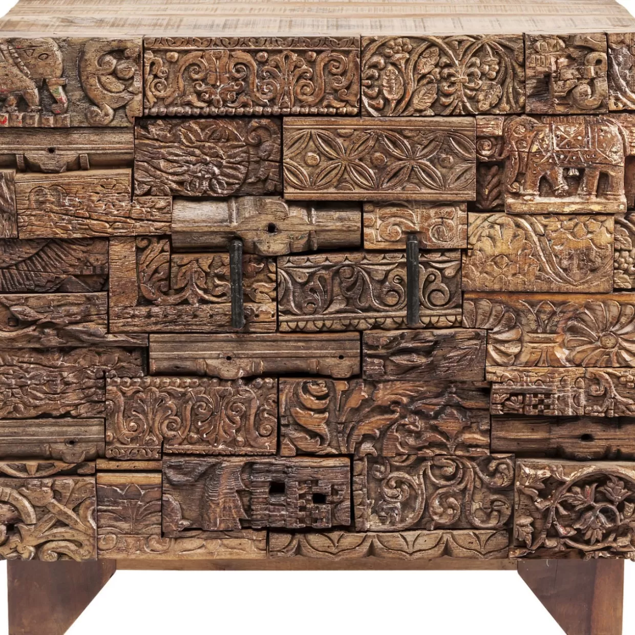 KARE Design - Comò Shanti con Effetto Puzzle Sorpresa e Motivi Naturali | Credenze Creative per Arredamento Zen 

（，