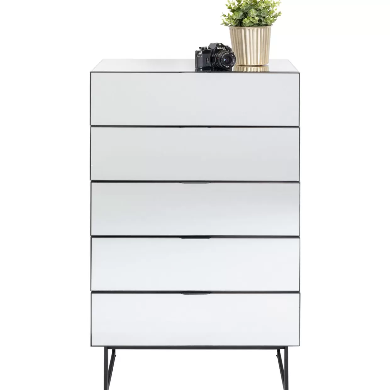 Comò Moderno Soran di KARE Design - 5 Ante in Nero, Dimensioni 65 x 114 cm