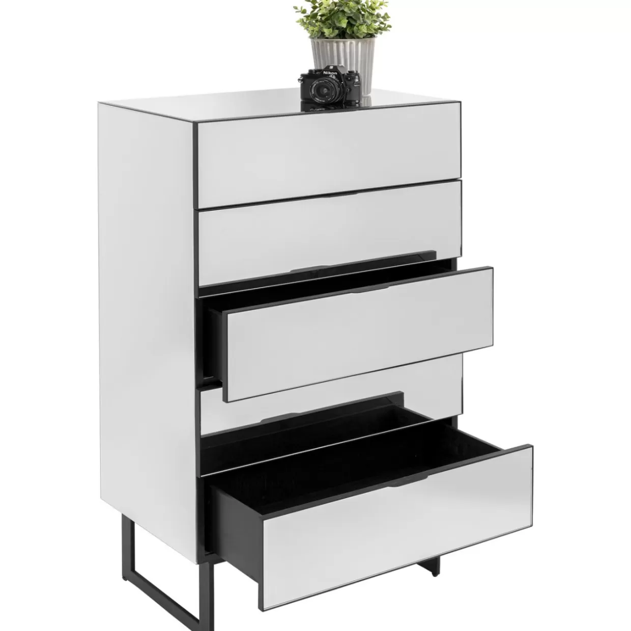 Comò Moderno Soran di KARE Design - 5 Ante in Nero, Dimensioni 65 x 114 cm