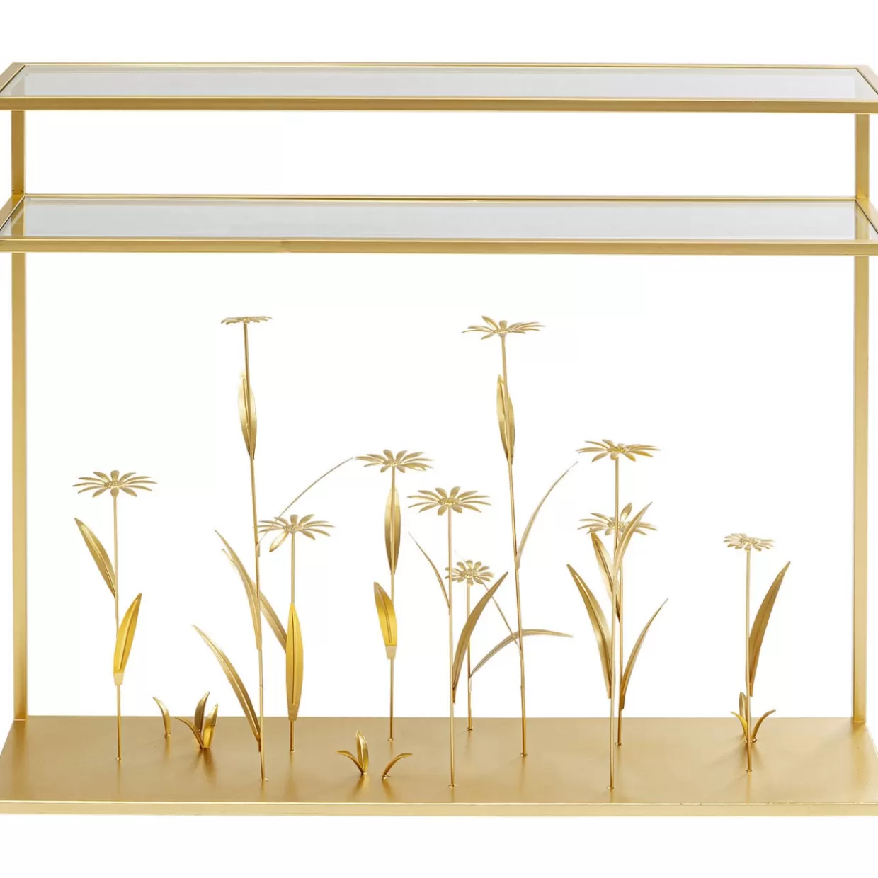 KARE Design - Elegante Mobile Comò e Credenza con Motivo Prato Fiorito e Rifiniture Oro | Modello 100 cm