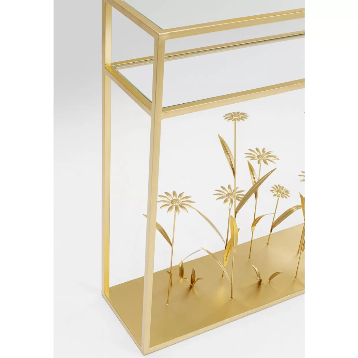 KARE Design - Elegante Mobile Comò e Credenza con Motivo Prato Fiorito e Rifiniture Oro | Modello 100 cm
