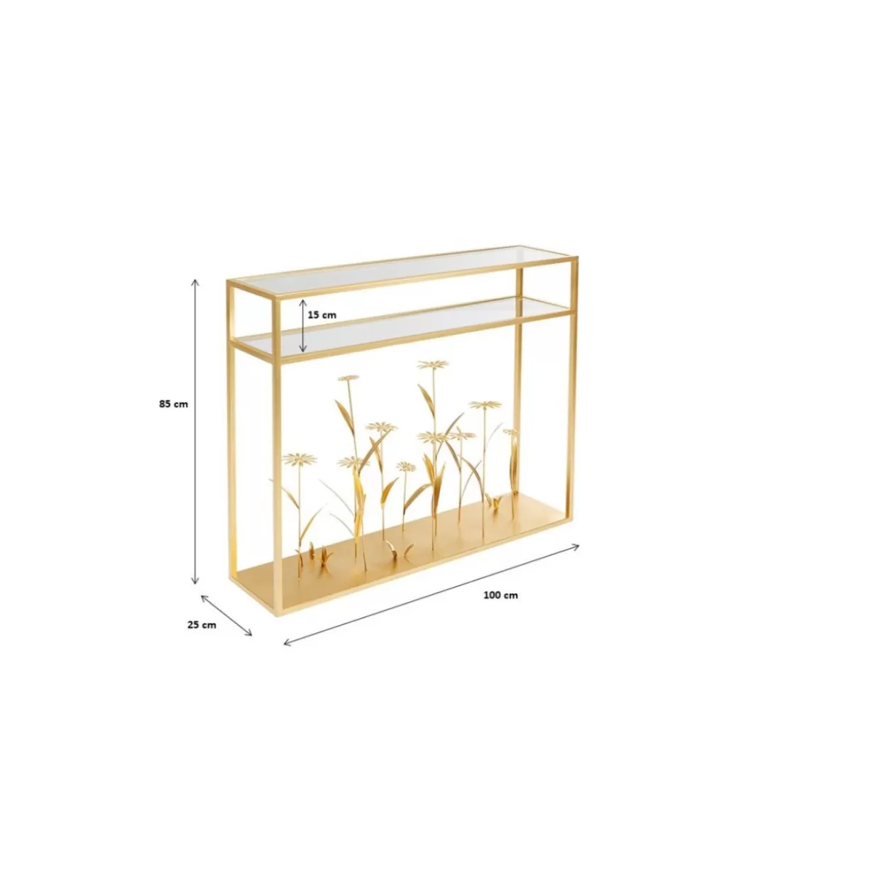 KARE Design - Elegante Mobile Comò e Credenza con Motivo Prato Fiorito e Rifiniture Oro | Modello 100 cm