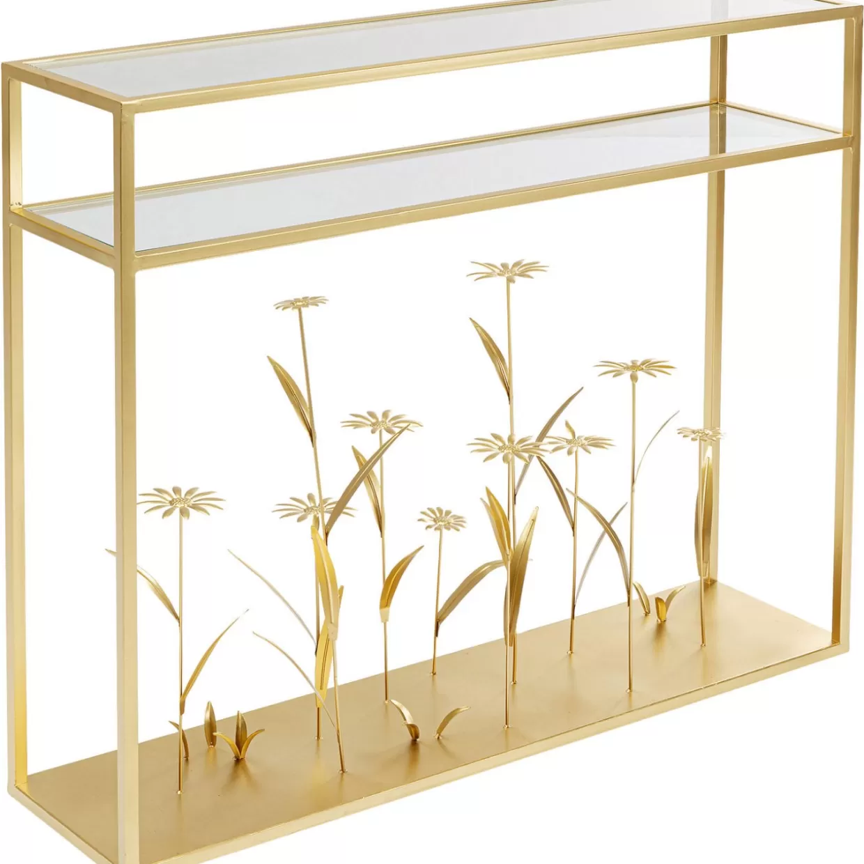 KARE Design - Elegante Mobile Comò e Credenza con Motivo Prato Fiorito e Rifiniture Oro | Modello 100 cm