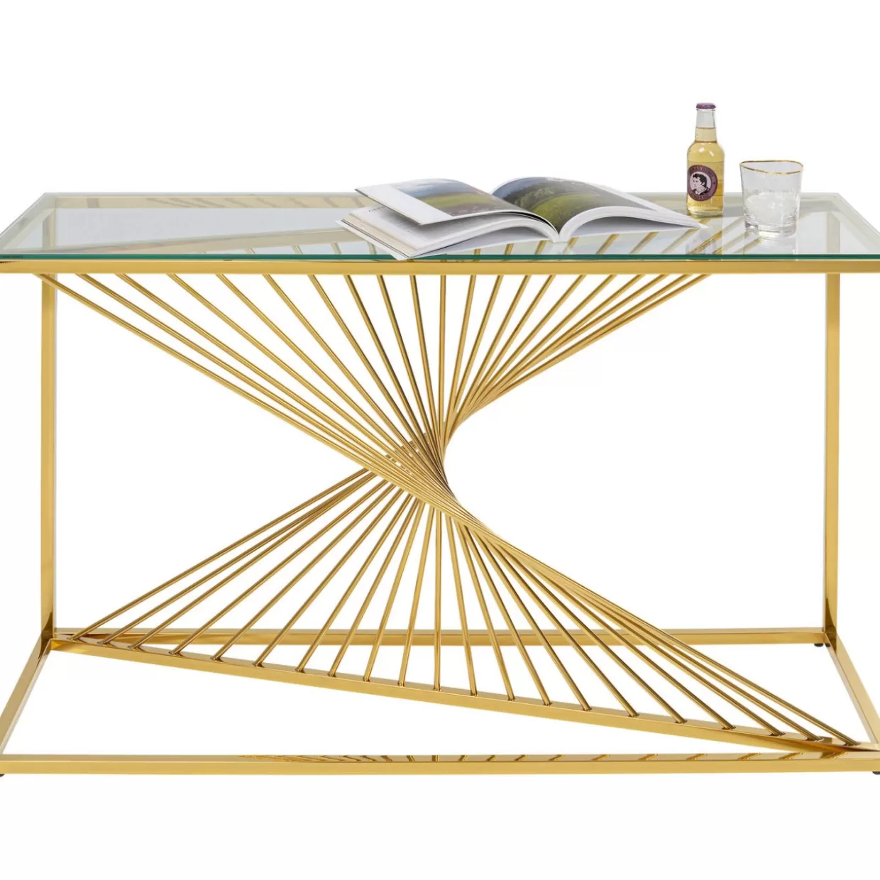 KARE Design - Comò e Credenze Stile Contemporaneo con Console Laser Oro 120x40 cm 

(：，