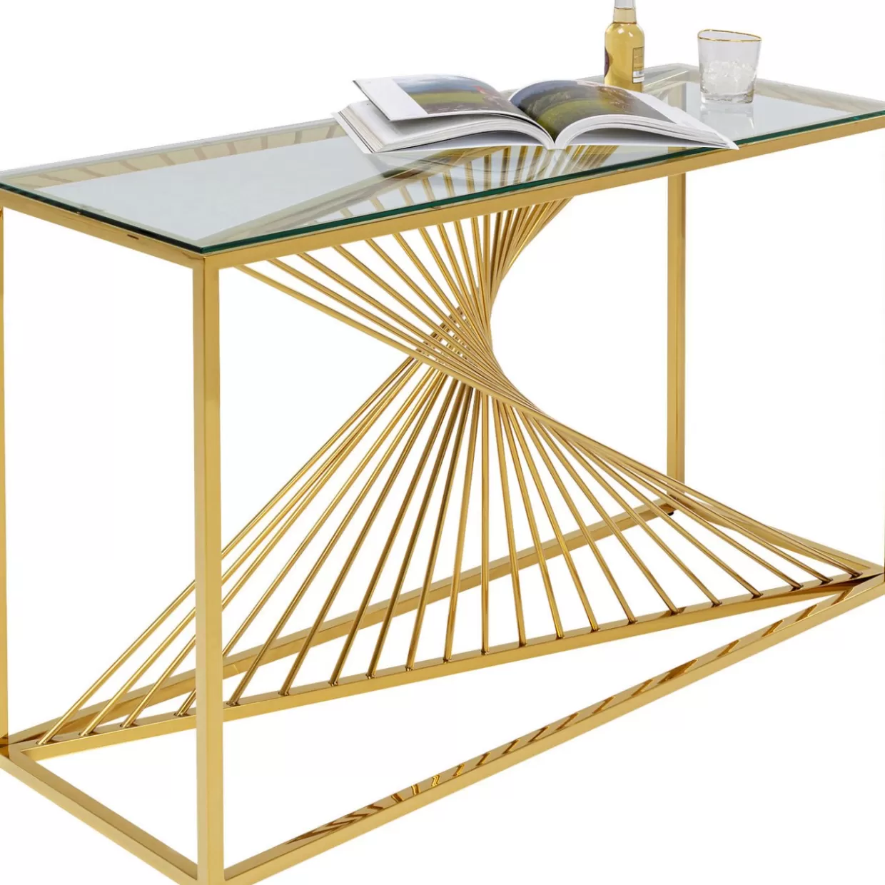 KARE Design - Comò e Credenze Stile Contemporaneo con Console Laser Oro 120x40 cm 

(：，